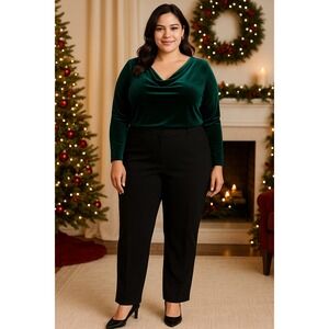 JM Collection Women's‎ 18W Black Dress Pants Plus Pull On Stretch Trousers Work